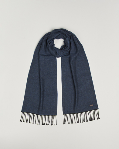 Eton Merino Wool Herringbone Scarf Dark Blue – Blau