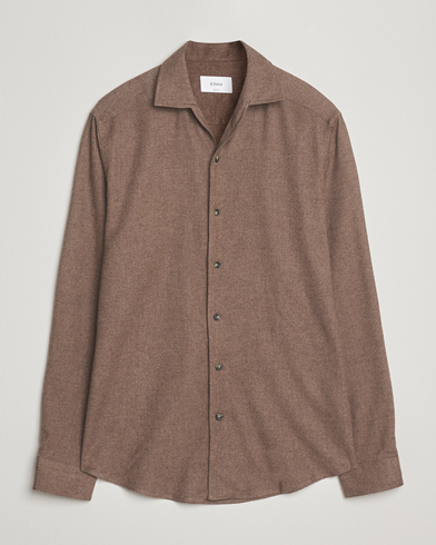 Eton Casual Fit One Piece Collar Flannel Shirt Brown – Braun
