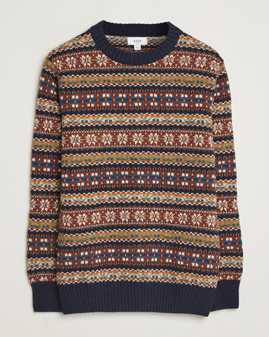 Eton Wool Knitted Fair Isle Sweater Multi – Blau