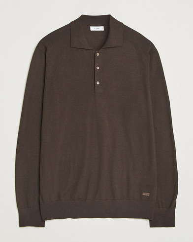 Eton Merino Knitted Polo Dark Brown – Braun