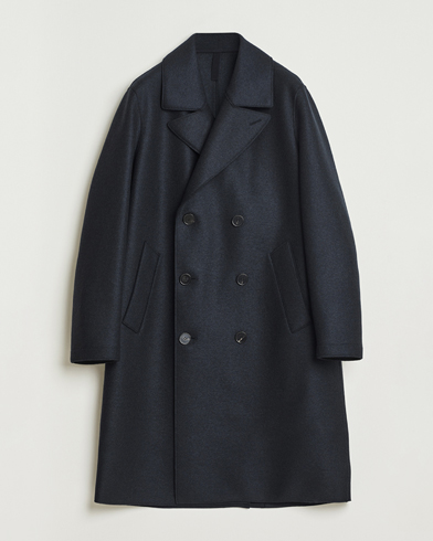 Harris Wharf London Pressed Wool Long Peacoat Dark Blue – Blau
