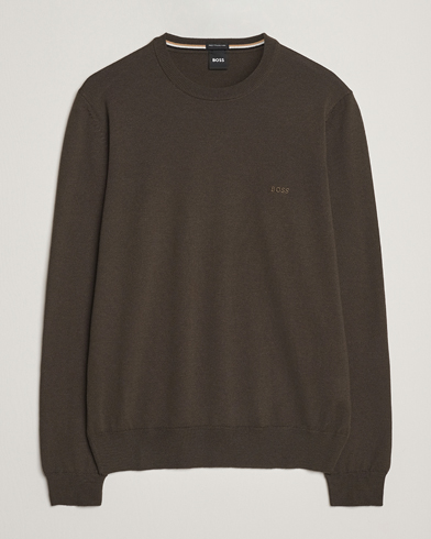 BOSS BLACK Botto Merino Knitted Pullover Open Green – Grün