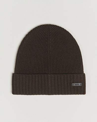 BOSS BLACK Fati Wool Beanie Dark Brown – Braun