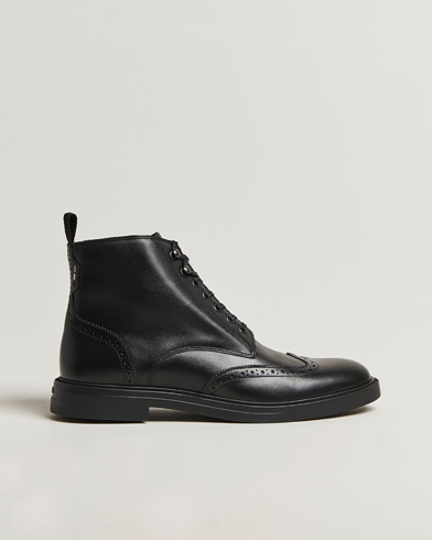 BOSS BLACK Calev Leather Brogue Boot Black – Schwarz