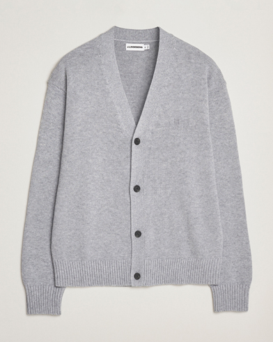 J.Lindeberg Eddy Wool/Cotton Knitted Cardigan Light Grey Melange – Grau