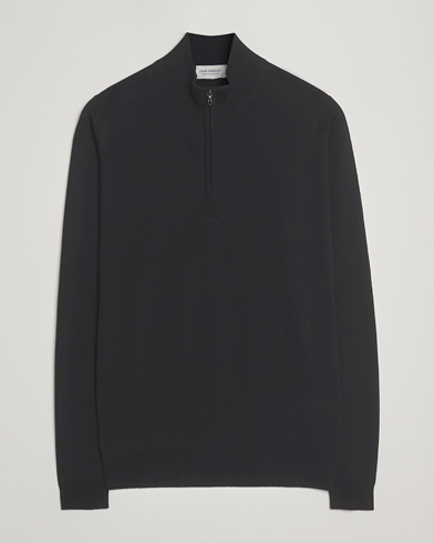 John Smedley Barrow Extra Fine Merino Half Zip Black – Schwarz