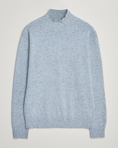 NN07 Aksel Wool Donegal Knitted Mock Neck Cerulian Blue – Blau