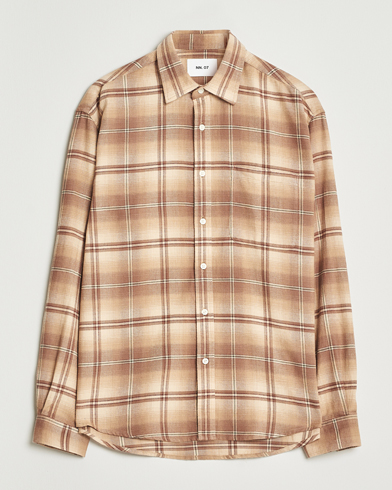 NN07 Deon Flannel Checked Shirt Camel – Braun
