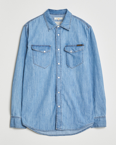 Nudie Jeans Gunnar Denim Shirt Light Blue – Blau