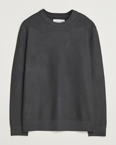 Samsøe Samsøe Dem Structured Knitted Crew Neck Black Oyster – Grau