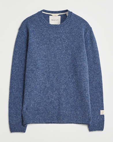 GANT Scottish Wool Knitted Crew Neck Sweater Marine Melange – Blau