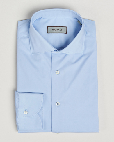 Canali Slim Fit Cotton/Stretch Shirt Light Blue – Blau