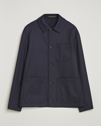 Incotex Wool Cover Shirt Jacket Navy – Blau