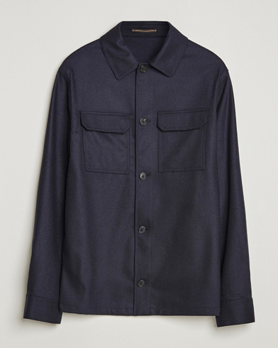Incotex Flannel Overshirt Navy – Blau