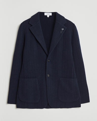 Lardini Wool/Cashmere Knitted Blazer Navy – Blau
