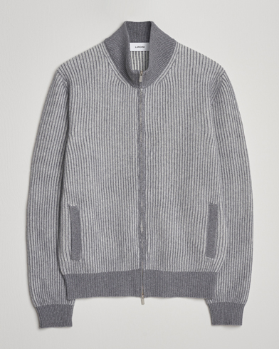 Lardini Wool/Cashmere Knitted Full Zip Grey – Grau