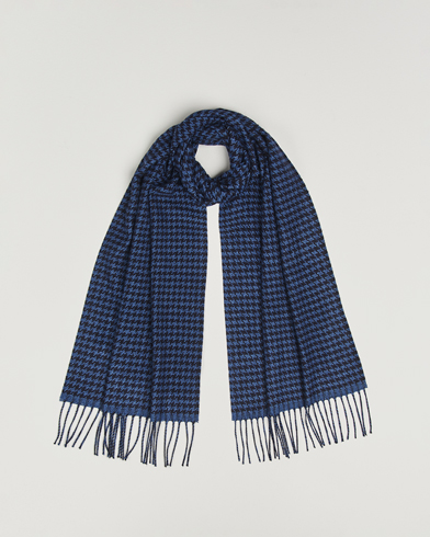 Piacenza Cashmere Cashmere/Silk Houndstooth Scarf Dark Blue – Blau