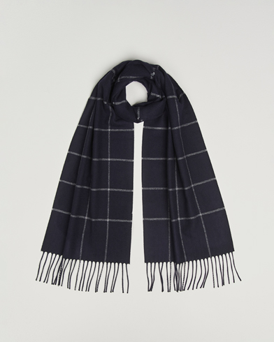 Piacenza Cashmere Cashmere/Silk Window Pane Scarf Navy – Blau