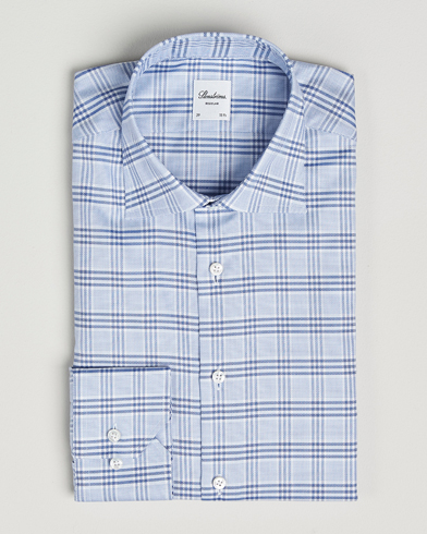 Stenströms Regular Fit Checked Cut Away Shirt Blue – Blau