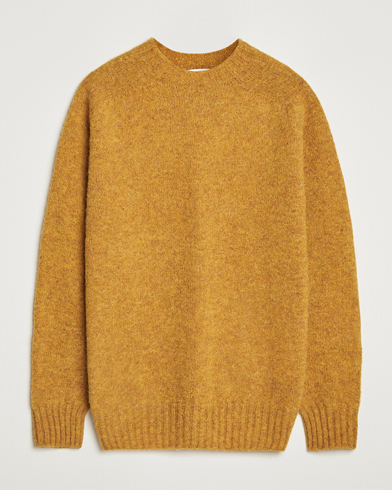 Sunspel Brushed Shetland Crew Neck Saffron – Gelb