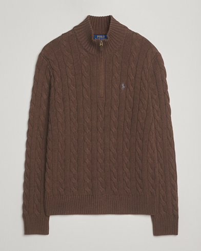Polo Ralph Lauren Cotton Cable Half Zip Nutmeg Brown Heather – Braun