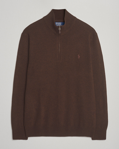 Polo Ralph Lauren Merino Half-Zip Sweater Cacao Brown Heather – Braun