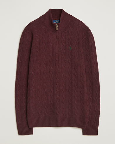 Polo Ralph Lauren Wool/Cashmere Cable Half Zip Aged Wine Heather – Rot