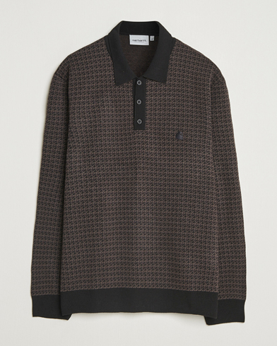 Carhartt WIP Lowis Houndstooth Polo Vitola Heater – Braun