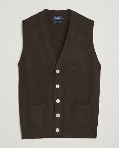 Drake's Lambswool Vest Cardigan Dark Brown – Braun