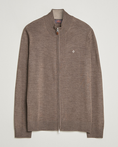 Morris Merino Full Zip Cardigan Brown – Braun