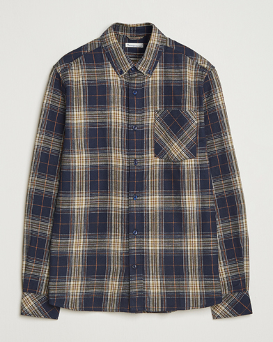 KnowledgeCotton Apparel Checked Flannel Shirt Navy/Green – Blau