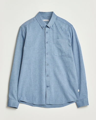 KnowledgeCotton Apparel Regular Fit Melange Flannel Shirt Denim – Blau