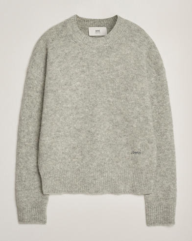 AMI Signature Alpaca Knitted Sweater Light Grey Melange – Grau