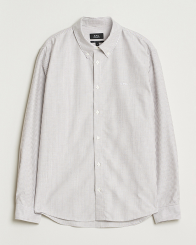 A.P.C. Greg Striped Oxford Shirt Burgundy/White – Weiß