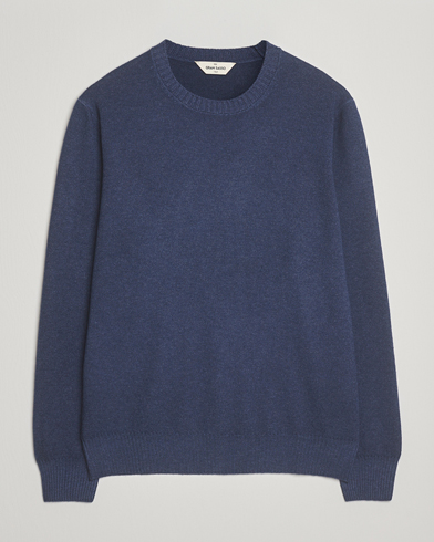 Gran Sasso Wool/Cashmere Washed Crew Neck Navy Melange – Blau
