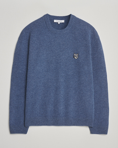 Maison Kitsuné Grey Fox Head Lambswool Sweater Powder Blue – Blau