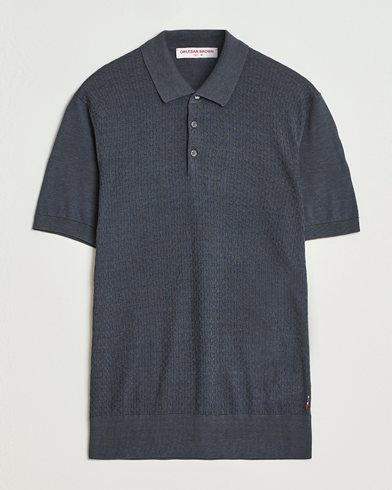 Orlebar Brown Burnham Silk/Cotton Polo Granite – Blau