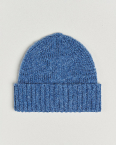Robert Mackie Rona Ribbed Shaggy Lambswool Beanie Light Blue – Blau