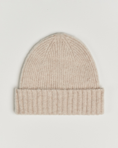 Robert Mackie Rona Ribbed Shaggy Lambswool Beanie White – Weiß