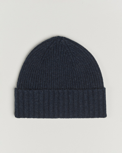 Robert Mackie Kingswell Ribbed Wool/Cashmere Beanie Navy – Blau