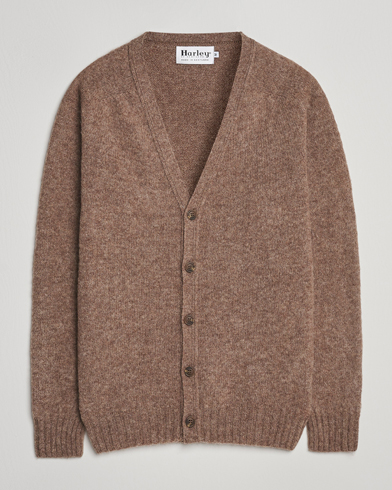 Harley Of Scotland Brushed Supersoft Lambswool Cardigan Tundra – Braun
