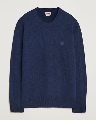 Baracuta Shetland Virgin Wool Crew Neck Navy – Blau