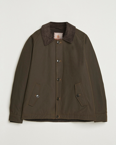 Baracuta Waxed Sherling Lined Deck Jacket Deep Moss – Grün