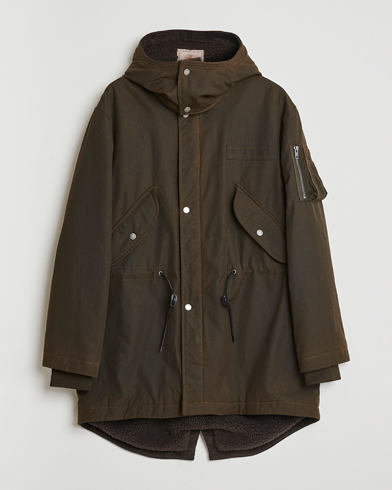 Baracuta Waxed Sherling Lined Parka Deep Moss – Grün