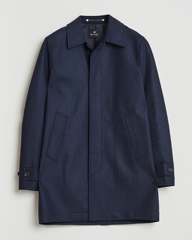 PS Paul Smith Wool Dogtooth Coat Blue – Blau