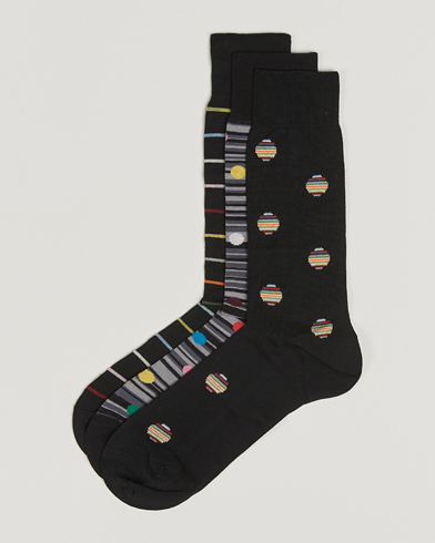 Paul Smith 3-Pack Printed Sock Black – Schwarz