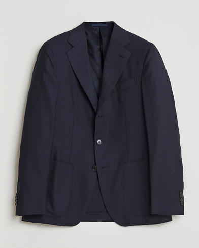 Caruso Aida Wool Hopsack Blazer Navy – Blau