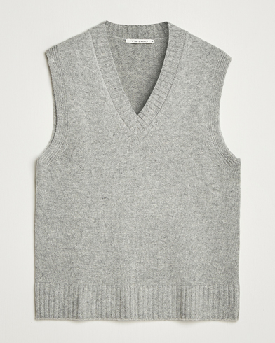 A Day's March Wigtown Lambswool V-Neck Vest Grey Melange – Grau