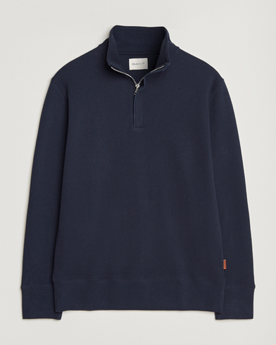 GANT Light Sacker Rib Half Zip Evening Blue – Blau