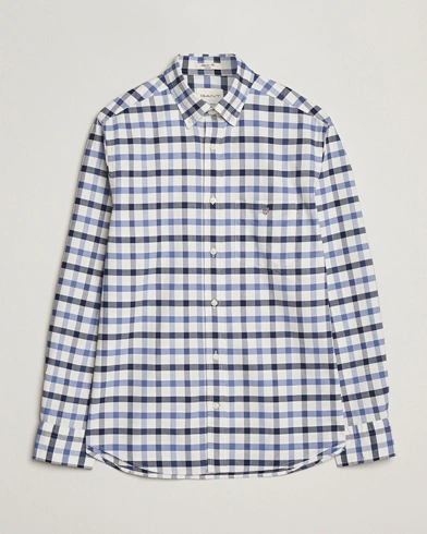 Gant Regular Fit Oxford Checked Shirt Greyish Blue – Blau